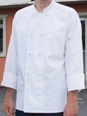 Uncommon Threads Classic Knot Chef Coat White